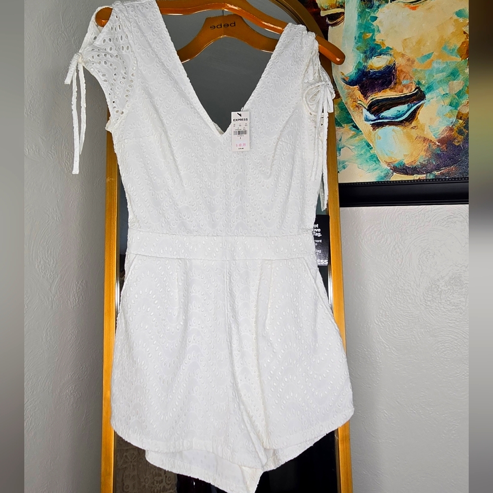 White Eyelet Lace Romper